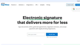 Website screenshot for signNow.