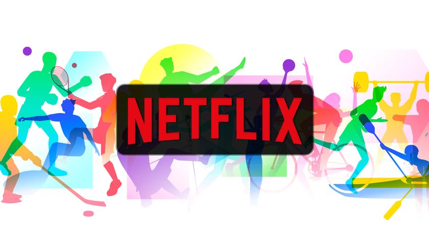 Netflix logo on an abstract sports athletes background