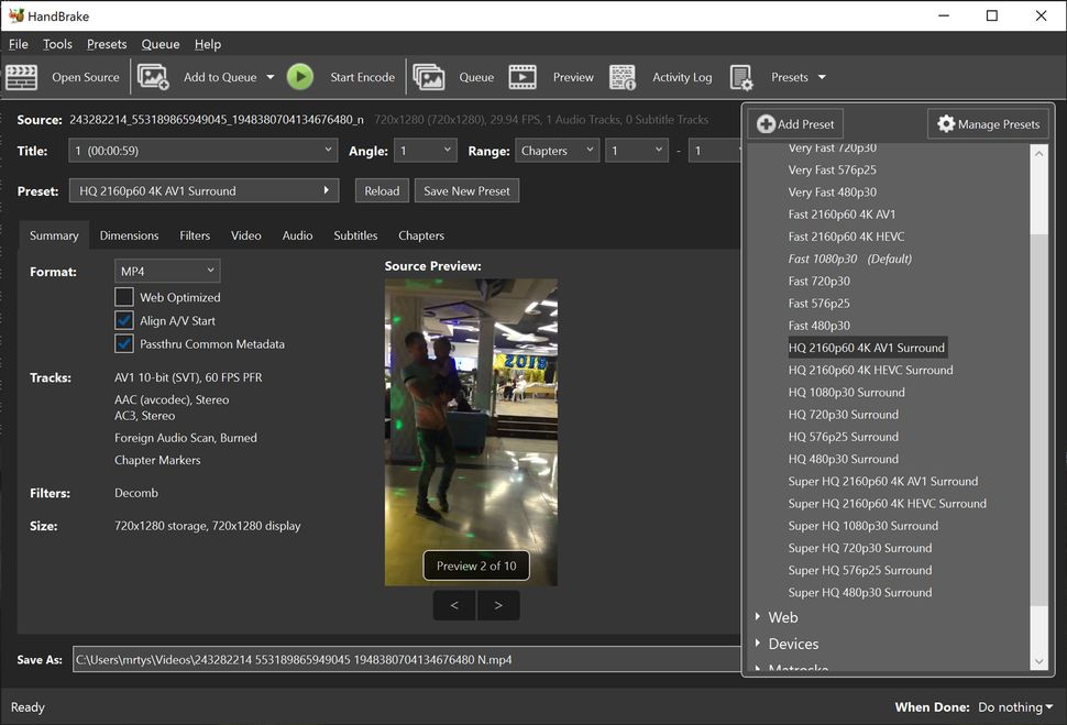 HandBrake 1.6.0 Debuts AV1 Transcoding Support for the Masses Tom's