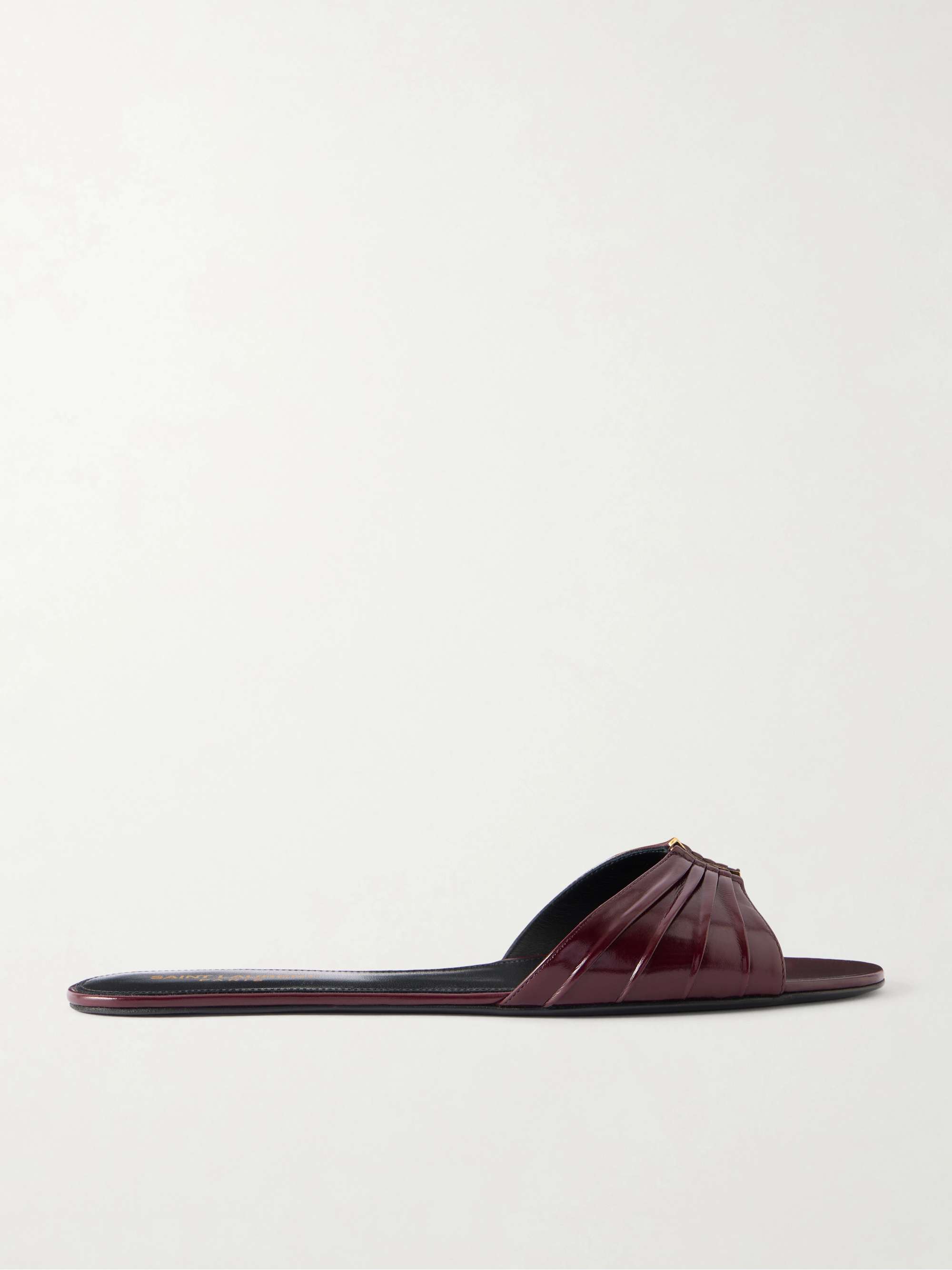 Babylone Embellished Gathered Glossed-Leather Slides