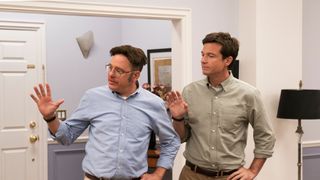 Two characters in Arrested Development look shocked in season 5 of the Netflix show
