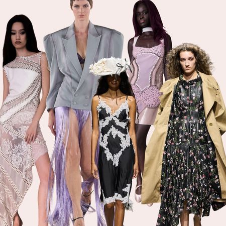 Collage of models wearing London's emerging designers, including (from left) Gui Rosa, Agro Studio and Petra Fagerstorm