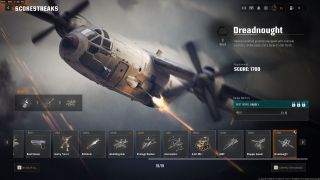 The scorestreaks in Black Ops 6 showing the Dreadnought.