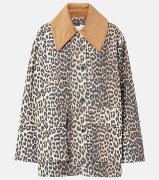 Leopard-Print Canvas Jacket