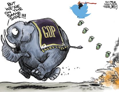 Political cartoon U.S. Trump GOP Twitter