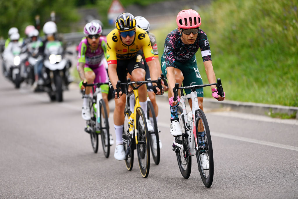 TREVISO ITALY MAY 26 Magnus Cort Nielsen of Denmark and Team EF Education Easypost competes in the breakaway during the 105th Giro dItalia 2022 Stage 18 a 156km stage from Borgo Valsugana to Treviso Giro WorldTour on May 26 2022 in Treviso Italy Photo by Tim de WaeleGetty Images