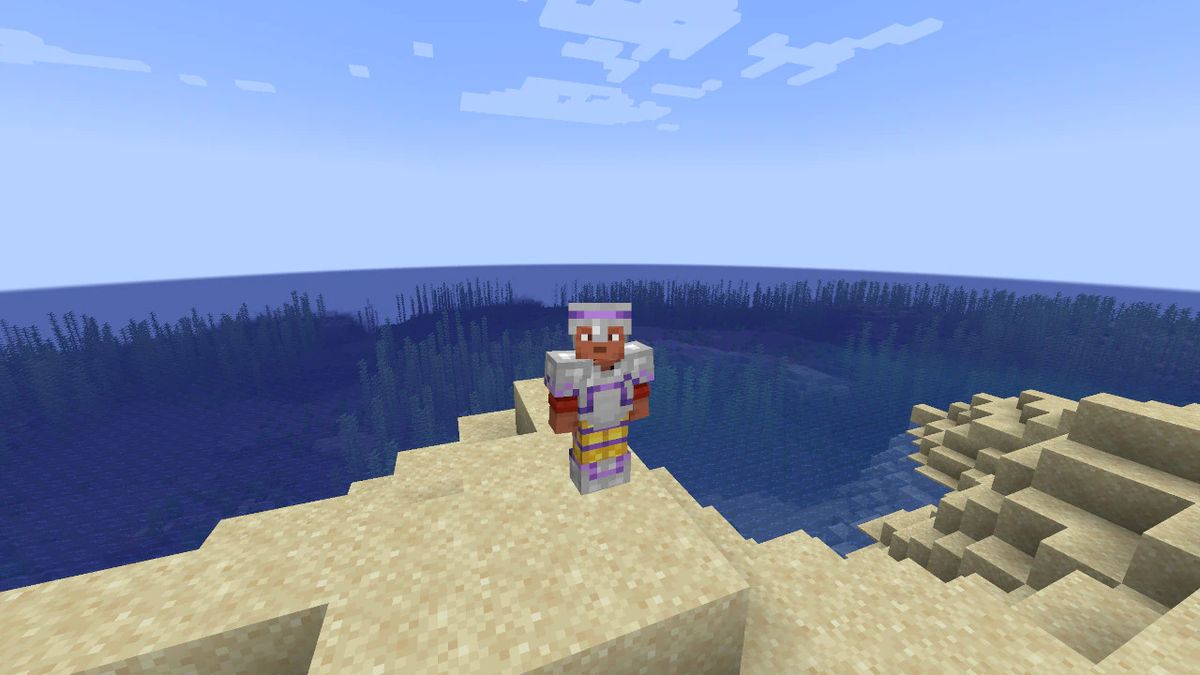 In-game screenshot of Minecraft 1.20's armor trim feature.
