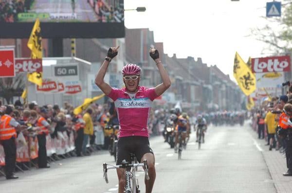 Burghardt salutes after winning his first pro race