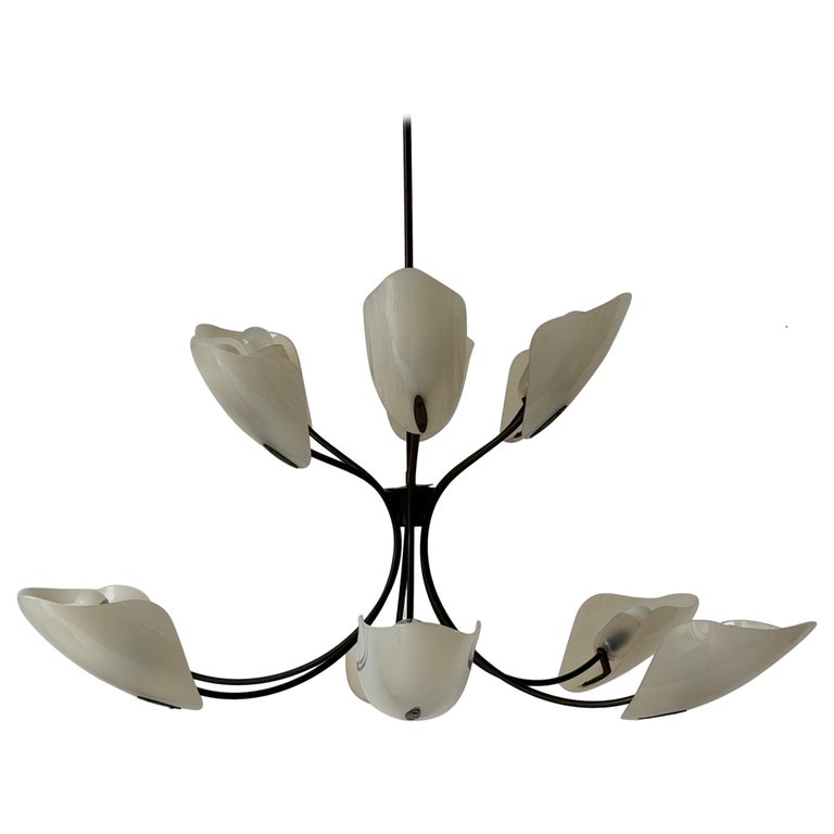 Mid-Century Modern Large 12-Head Plexiglass and Brass Chandelier, 1960s, Italy
