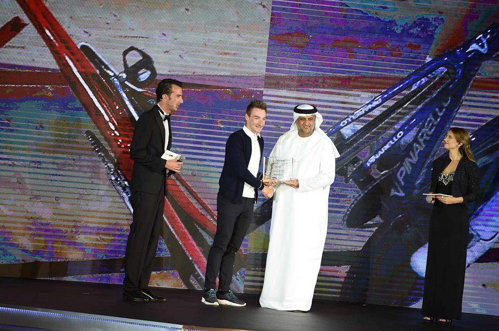 Elia Viviani, an Italian racing cyclist, who rides for Team Sky, receives The Winning Spirit - a unique Abu Dhabi Sports Council award for the rider who showed tenacity