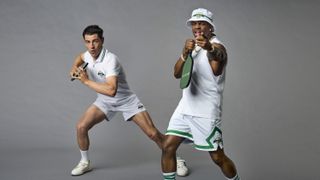 Max Greenfield and Jimmie Allen posing for Pickled