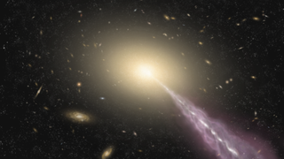 Artist's impression of an energy jet blasting out of quasar 3C 273