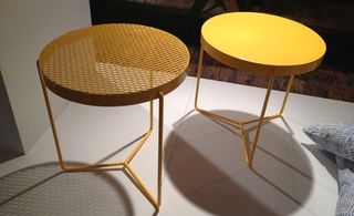 Yellow metal side tables
