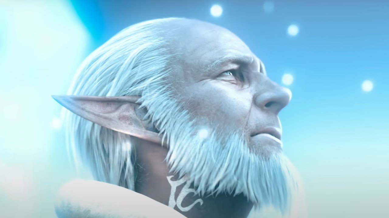 A character staring skyward in the cinematic movie, Flames of Truth