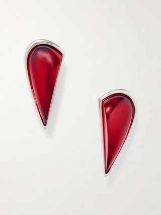 Le Demi-Coeur Silver-Tone Resin Earrings