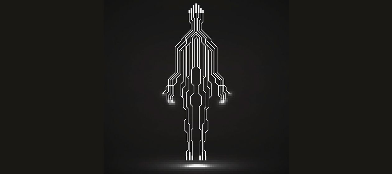 A human made of circuits.