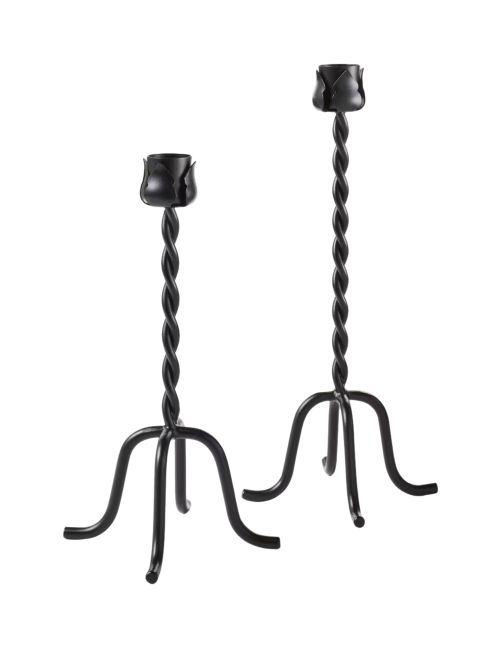 Set of 2 Metal Taper Candle Holders Black