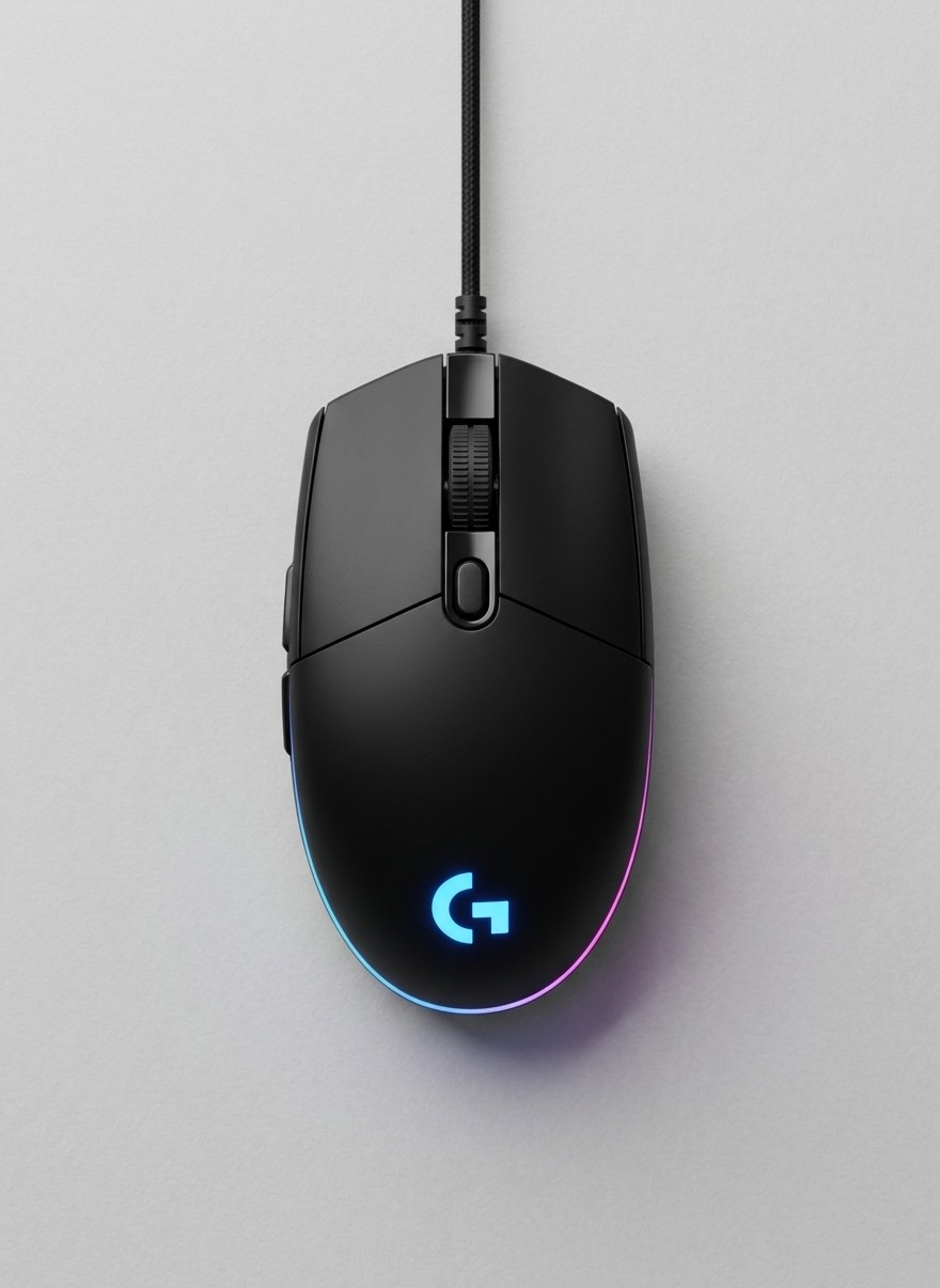 A Logitech G203 wired gaming mouse