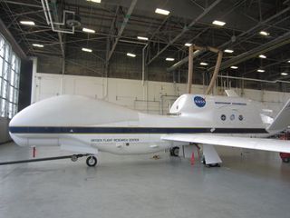 Global Hawk inside Aircraft Hangar