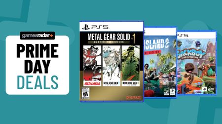 PS5 games on a light blue background with Prime Day deals badge