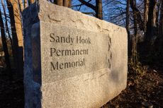 The new sign at the Sandy Hook memorial in Newtown, Connecticut. 