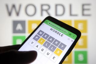 Wordle, a web-based word game is seen on a smartphone