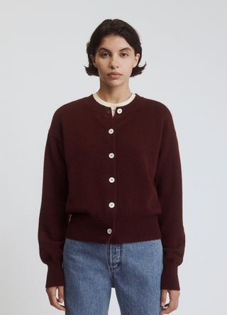 Ada Crewneck Cardigan in Burgundy