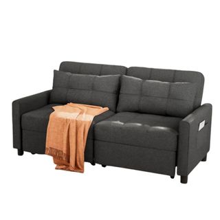 Grey upholstered sofa