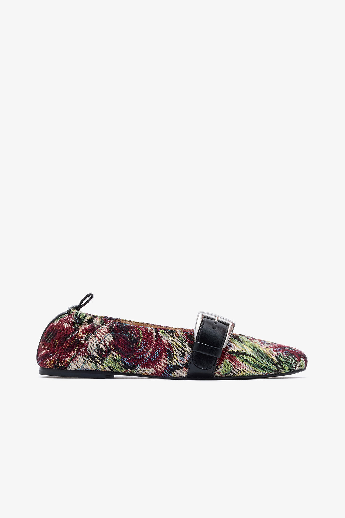 Ganni, Buckle Strap Ballerinas in Tapestry