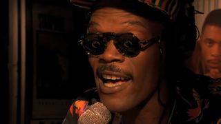 Samuel L. Jackson hypes up morning radio listeners as an FM deejay in Spike Lee's Do the Right Thing