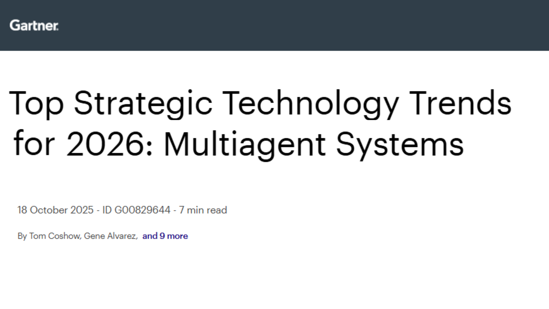 Gartner Top Strategic Technology Trends for 2026: Multiagent Systems