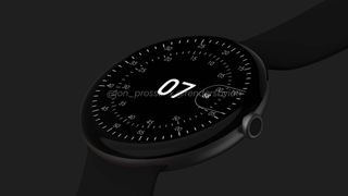 Render of Pixel Watch and watch face based on alleged leaked images and marketing materials