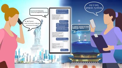 A conversation between an English speaker and Korean speaker, being translated in real time