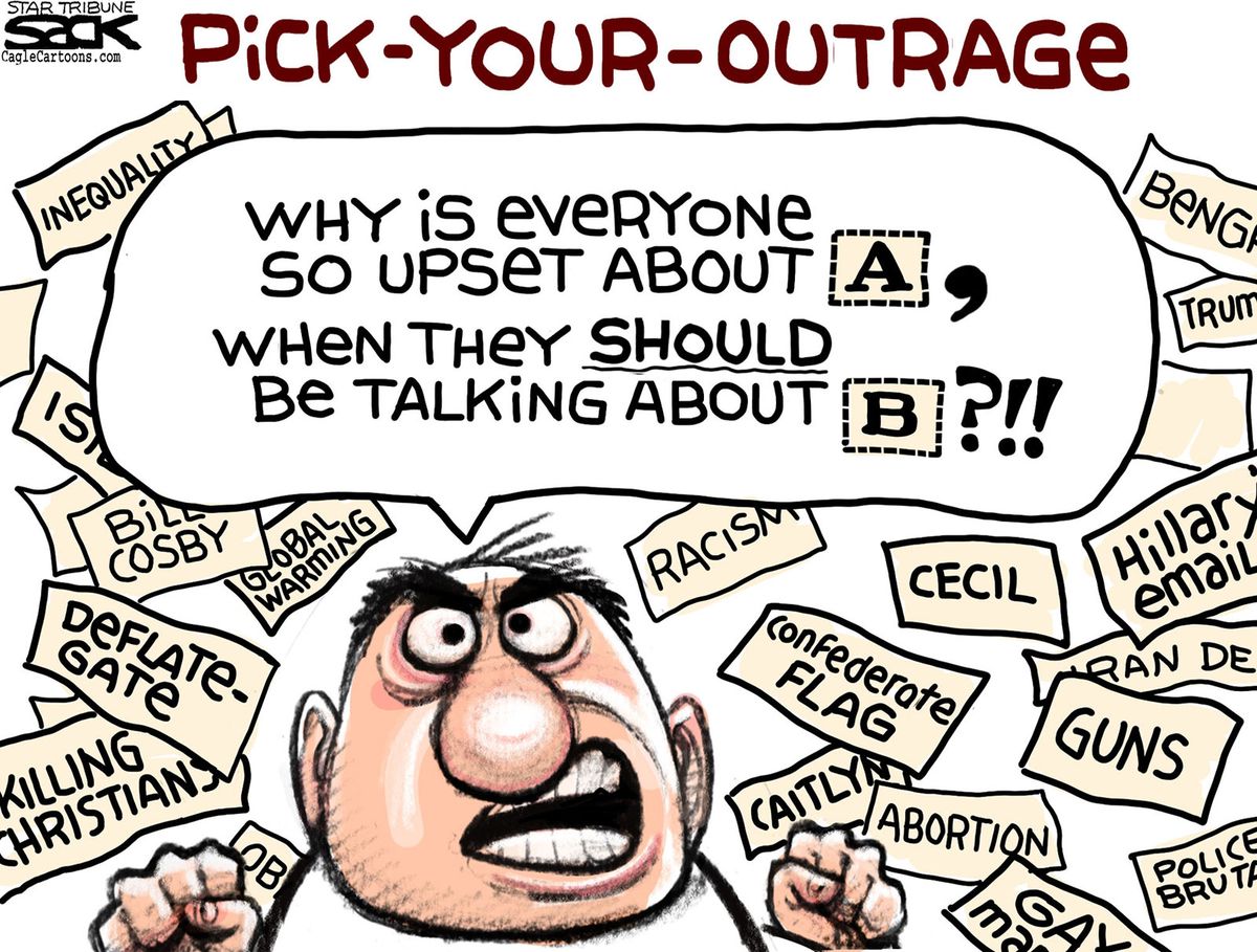 Editorial cartoon U.S. Outrage | The Week