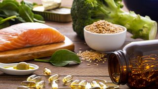 Salmon, fish oil capsules and other food rich in omega-3 fatty acids