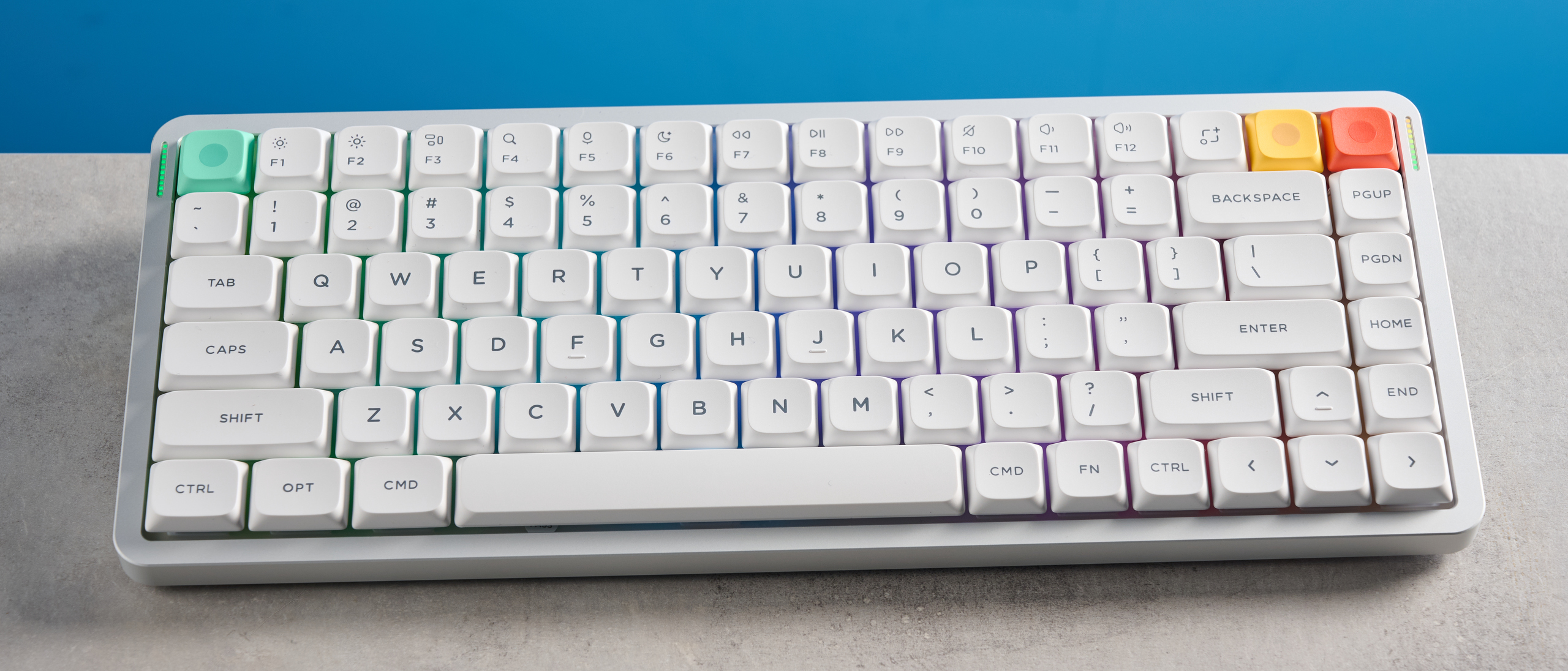 NuPhy Air75 V3 keyboard on a stone surface