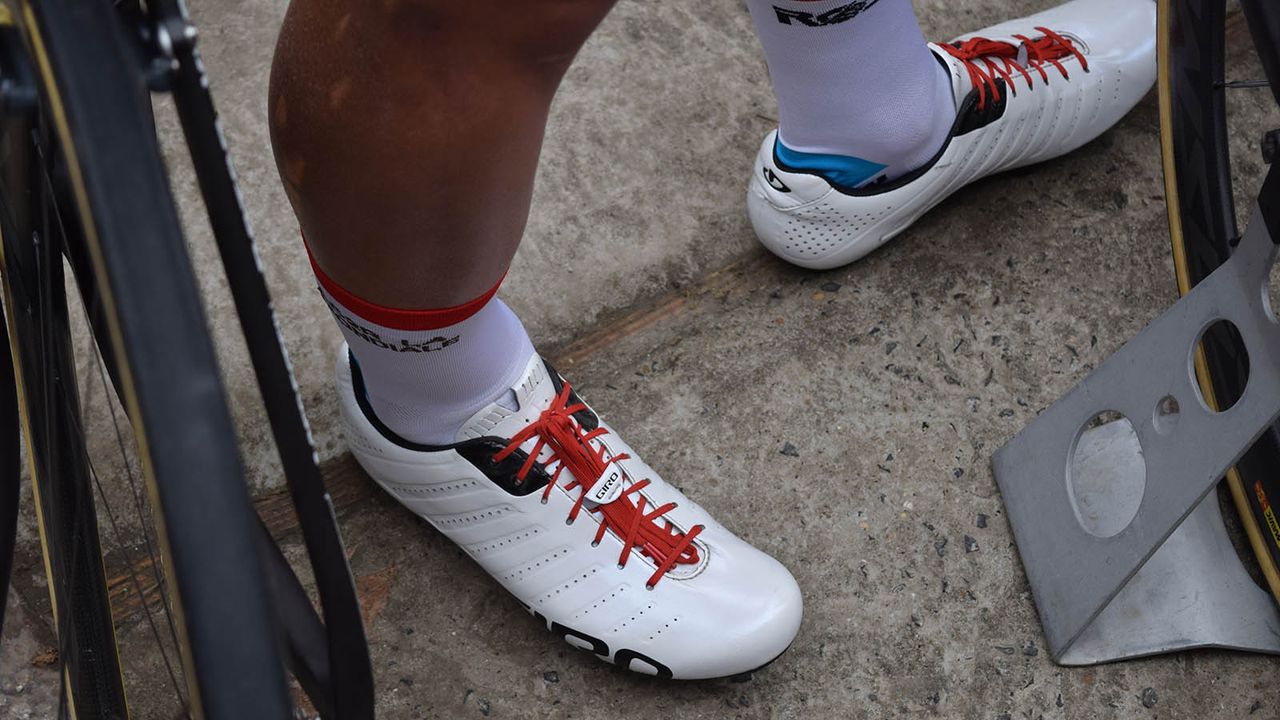 Former Swiss national champion Silvan Dillier wears Giro Empire SLX with a simple laces customisation
