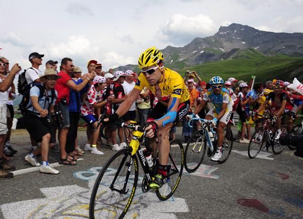 Cadel Evans (BMC) saw his GC hopes come to grief on the Col de la Madeleine.