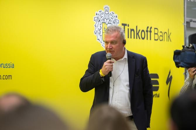 Tinkoff-Saxo jersey presentation in Moscow.
