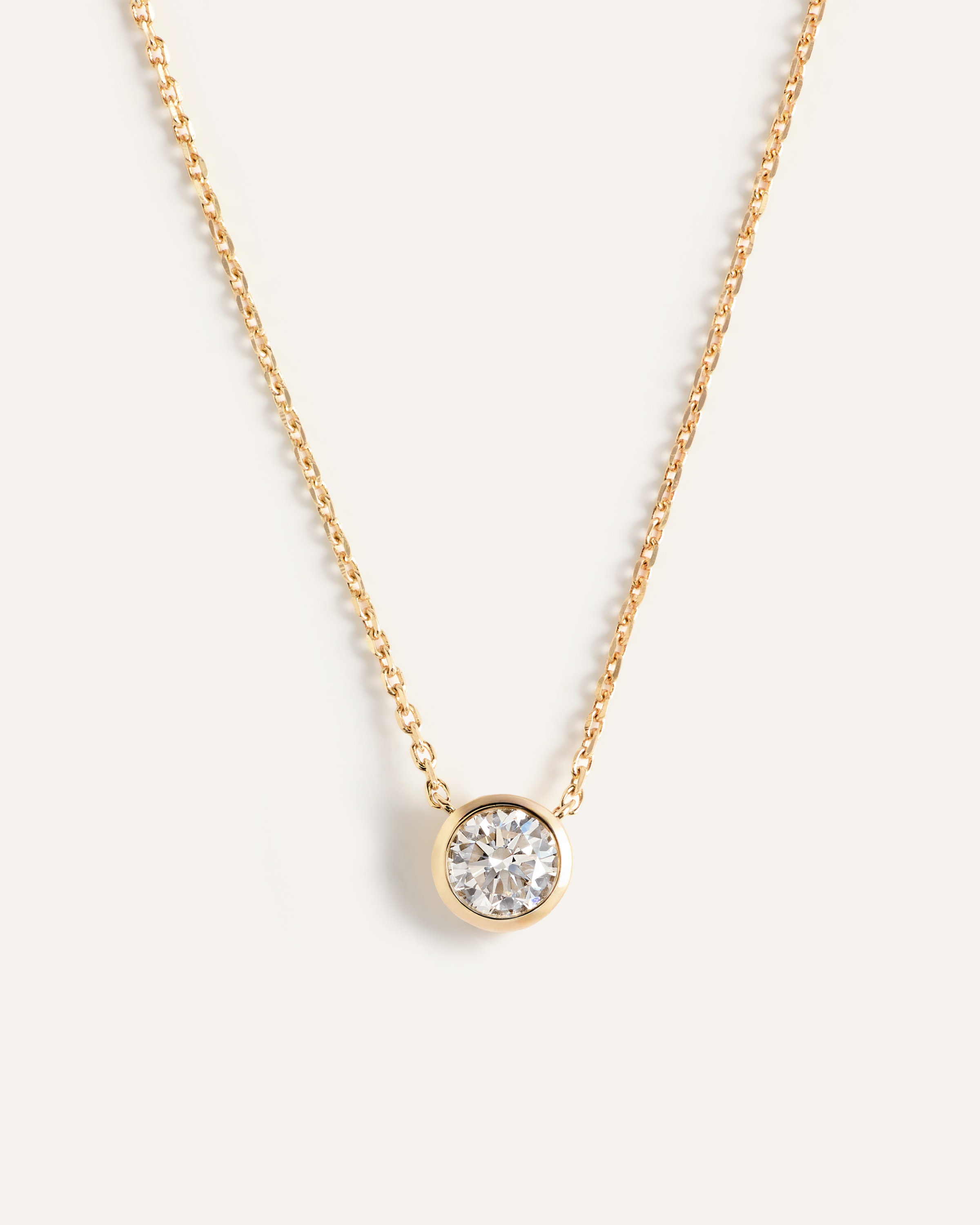 14k Gold Lab Grown Diamond Bezel Necklace – 0.25ctw in Yellow Gold