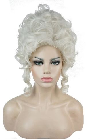 Gorgeousdiyshop Milk White Long Curly Hair, Lace Front Wig