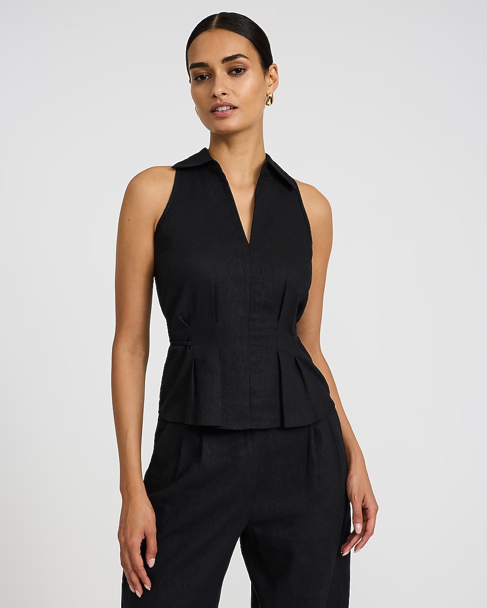 express, Summer-Blend Linen V-Neck Reversible Tie Waist Tank