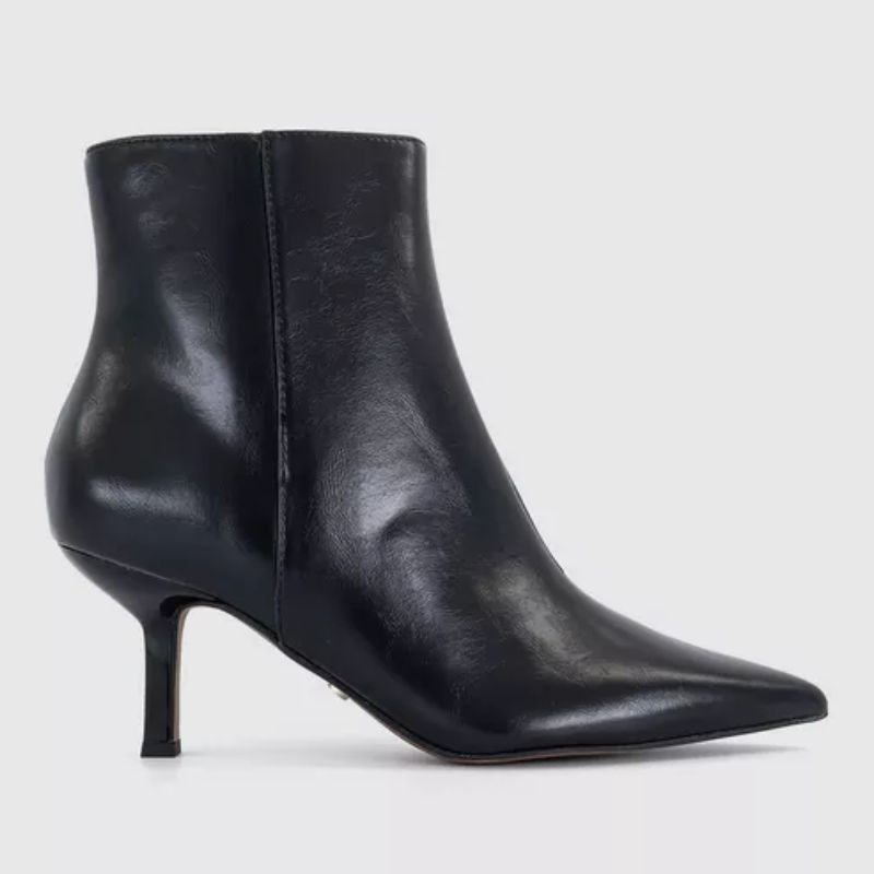 black kitten heel short boots