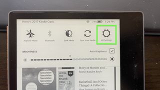 A Kindle Oasis with "All Settings" highlighted