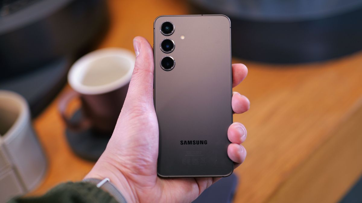 Samsung Galaxy S24 phone held in a hand