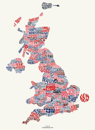 The United Kingdom of Great Britain and Northern Ireland in all its musical glory (Click to go to the full interactive map)