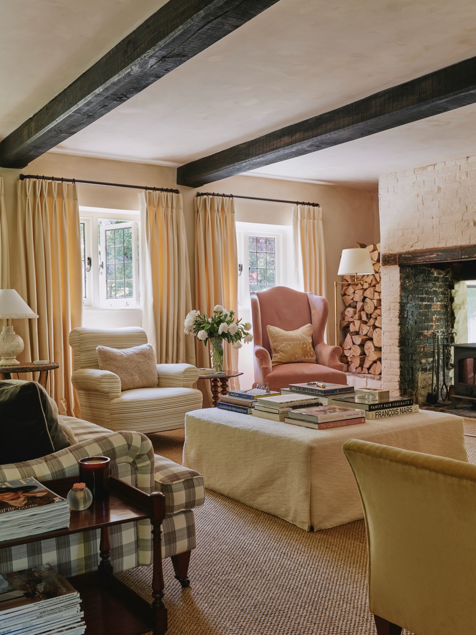 Pale yellow living room