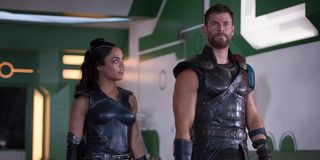 Tessa Thompson and Chris Hemsworth in Thor: Ragnarok