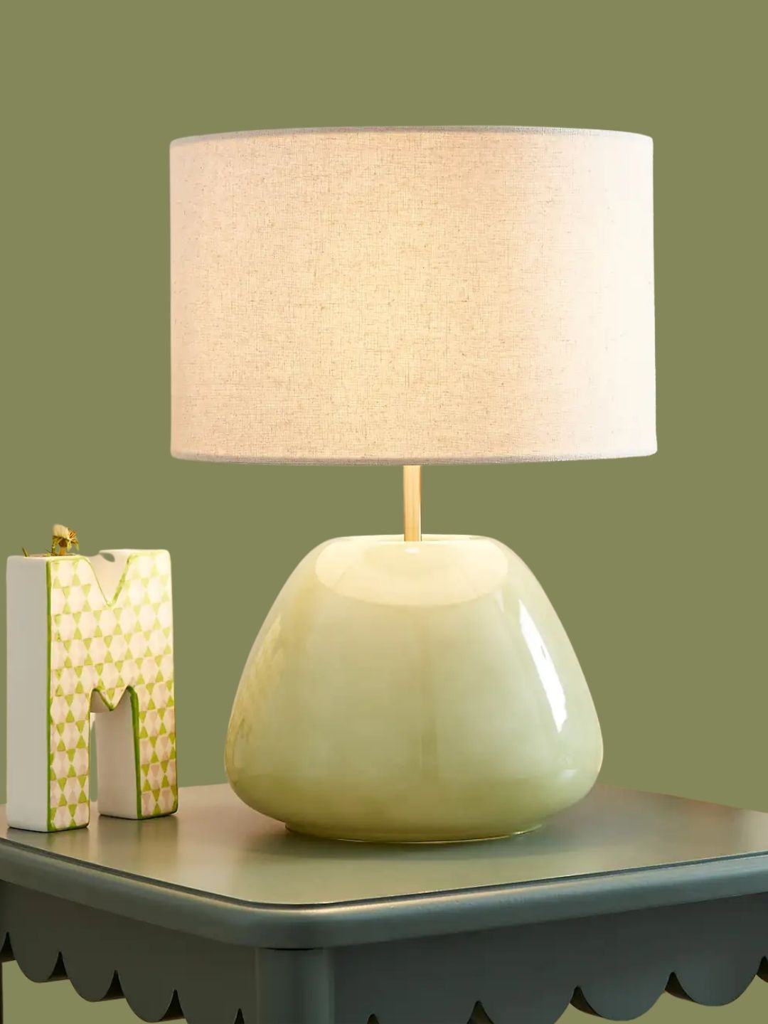 Dunelm, Pebble Milky Glass Table Lamp