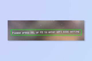 A screenshot showing how to enter the BIOS menu on a Windows PC